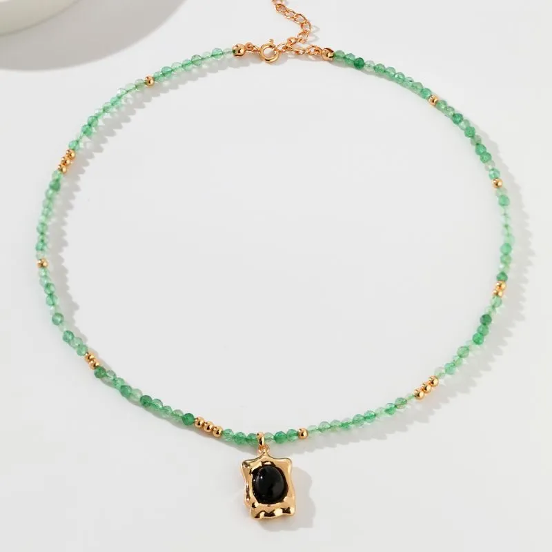 Beaded Green Quartz Necklace