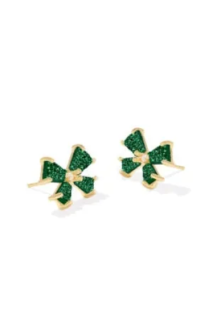 Blair Bow Small Stud Earring in Gold Emerald Drusy