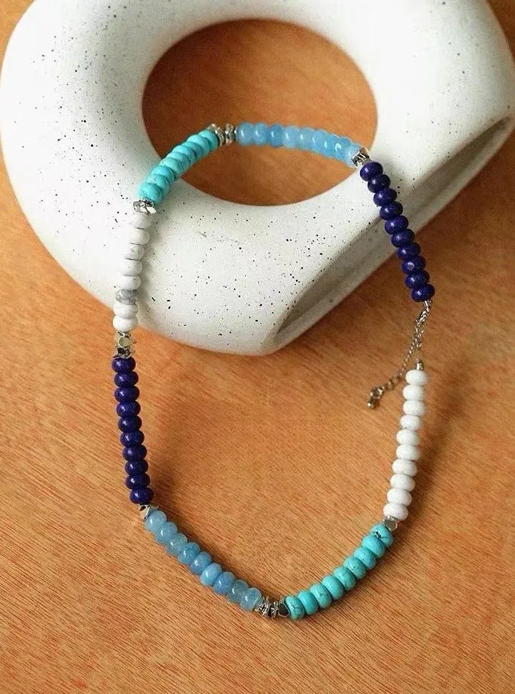 Blue Ocean Natural Stone Beaded Necklace