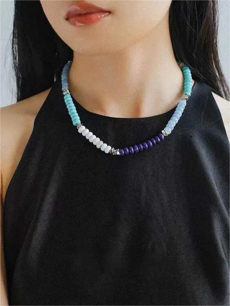 Blue Ocean Natural Stone Beaded Necklace