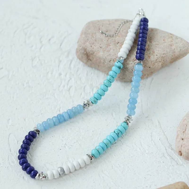 Blue Ocean Natural Stone Beaded Necklace