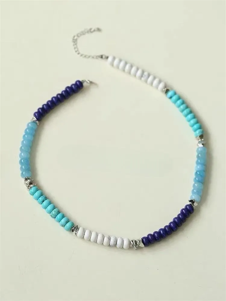 Blue Ocean Natural Stone Beaded Necklace