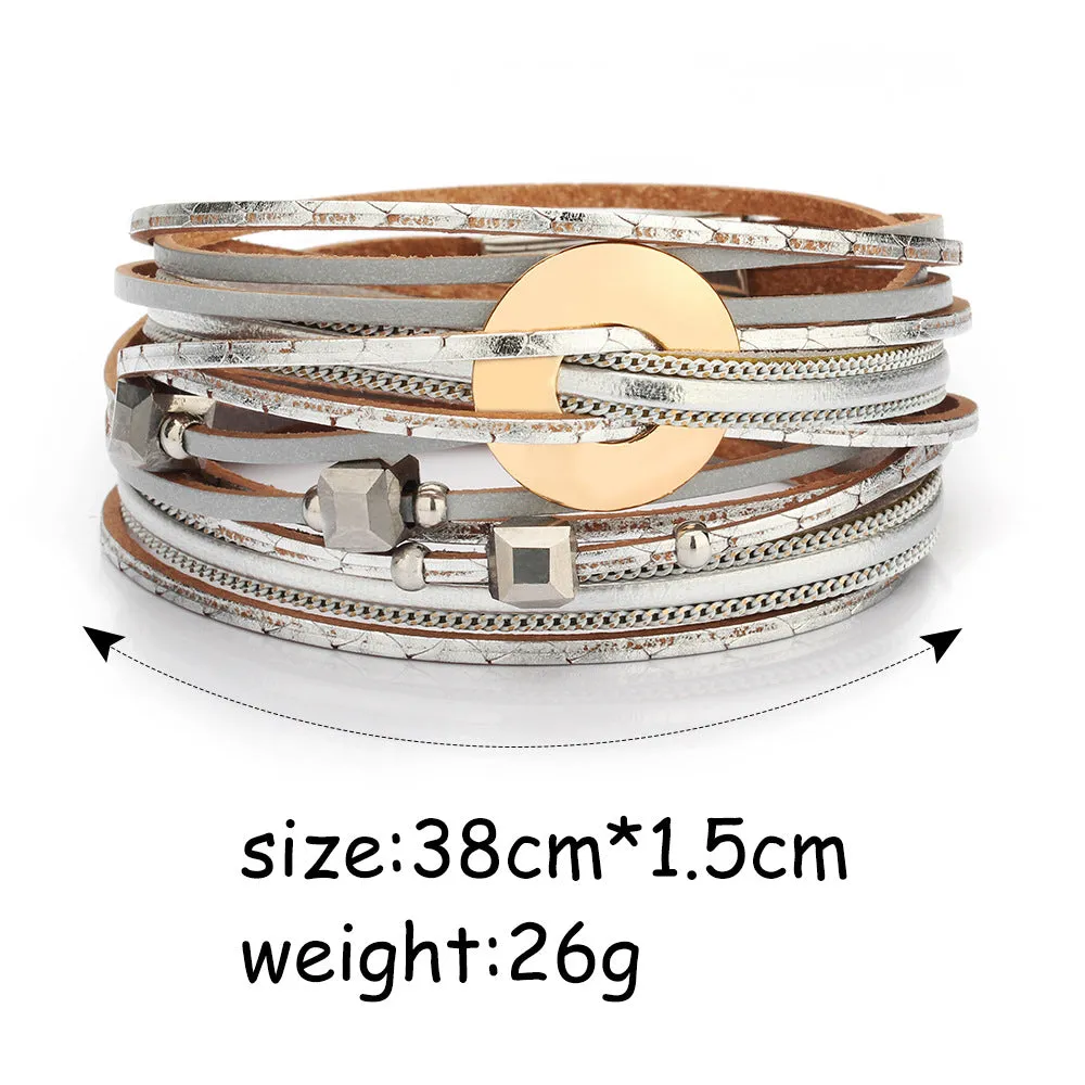 Bohemian Style,  Alloy Multi-layer Winding Bracelet, Handmade Jewelry