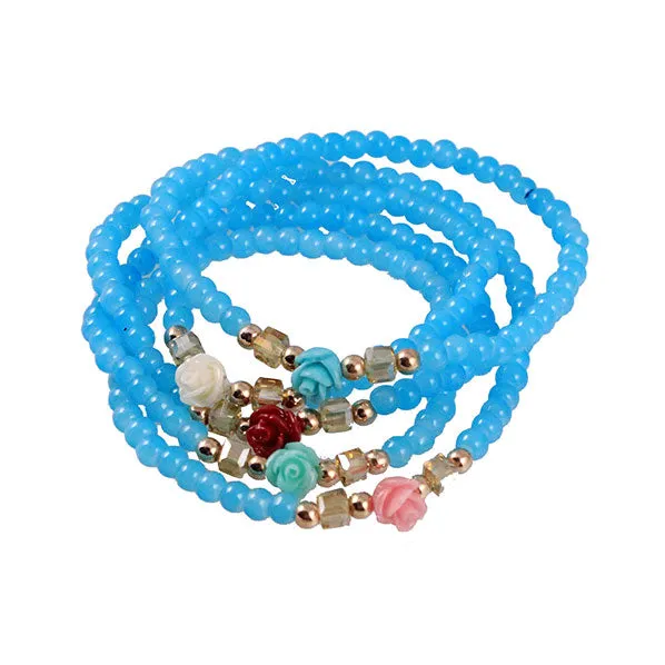 Bohemian Style Beaded Wrap Bracelet w/ Flowers