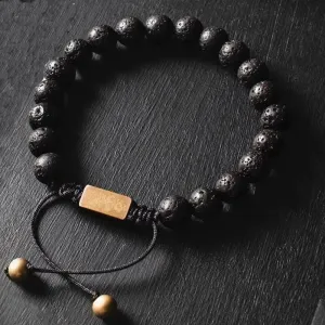 Boho Natural Lava Stone Bead Bracelet