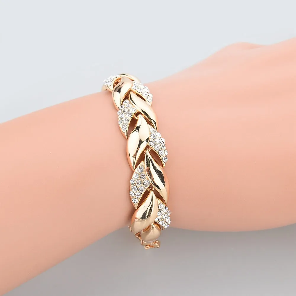 Braided Gold Color Leaf Bracelets Jewelry