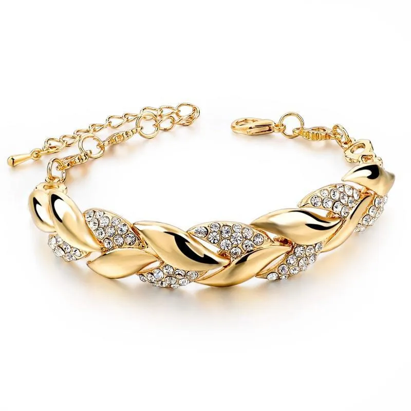 Braided Gold Color Leaf Bracelets Jewelry