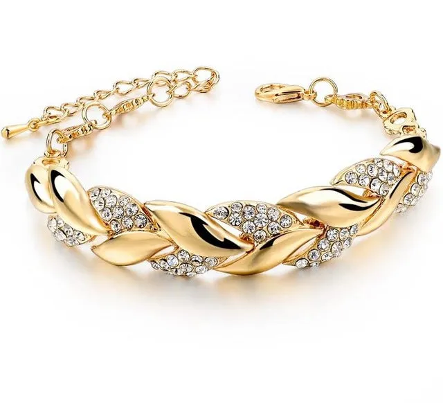 Braided Gold Color Leaf Bracelets Jewelry