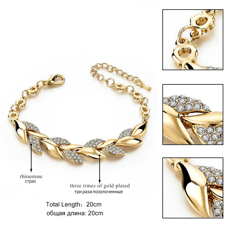 Braided Gold Color Leaf Bracelets Jewelry