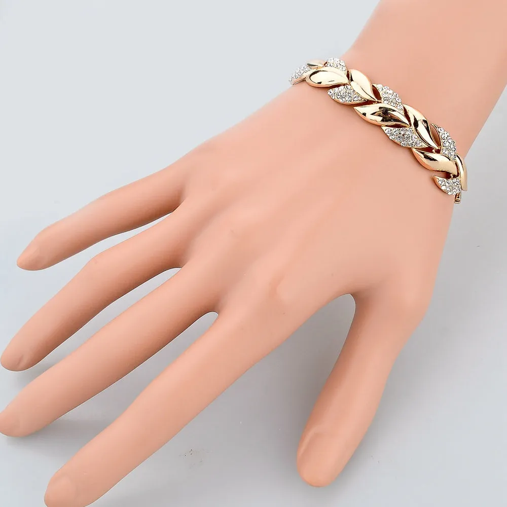 Braided Gold Color Leaf Bracelets Jewelry