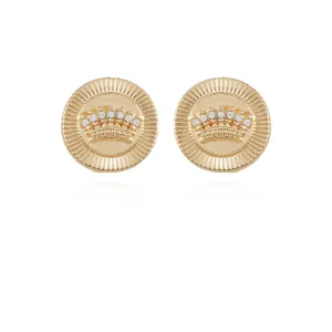 Button Crown Stud Earrings