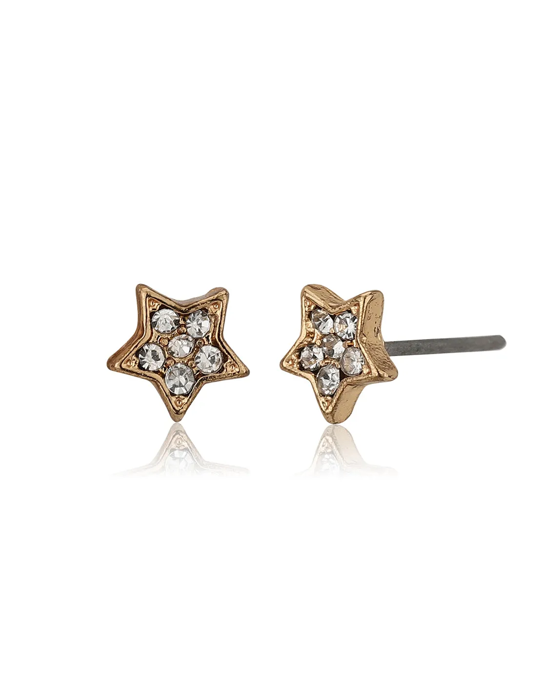 Carlton London Set Of 10 Gold Plated Contemporary Studs Earrings For Women