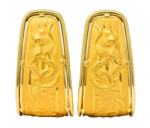 Carrera Y Carrera 18 Karat Gold Large Elephant J Hoop Earrings