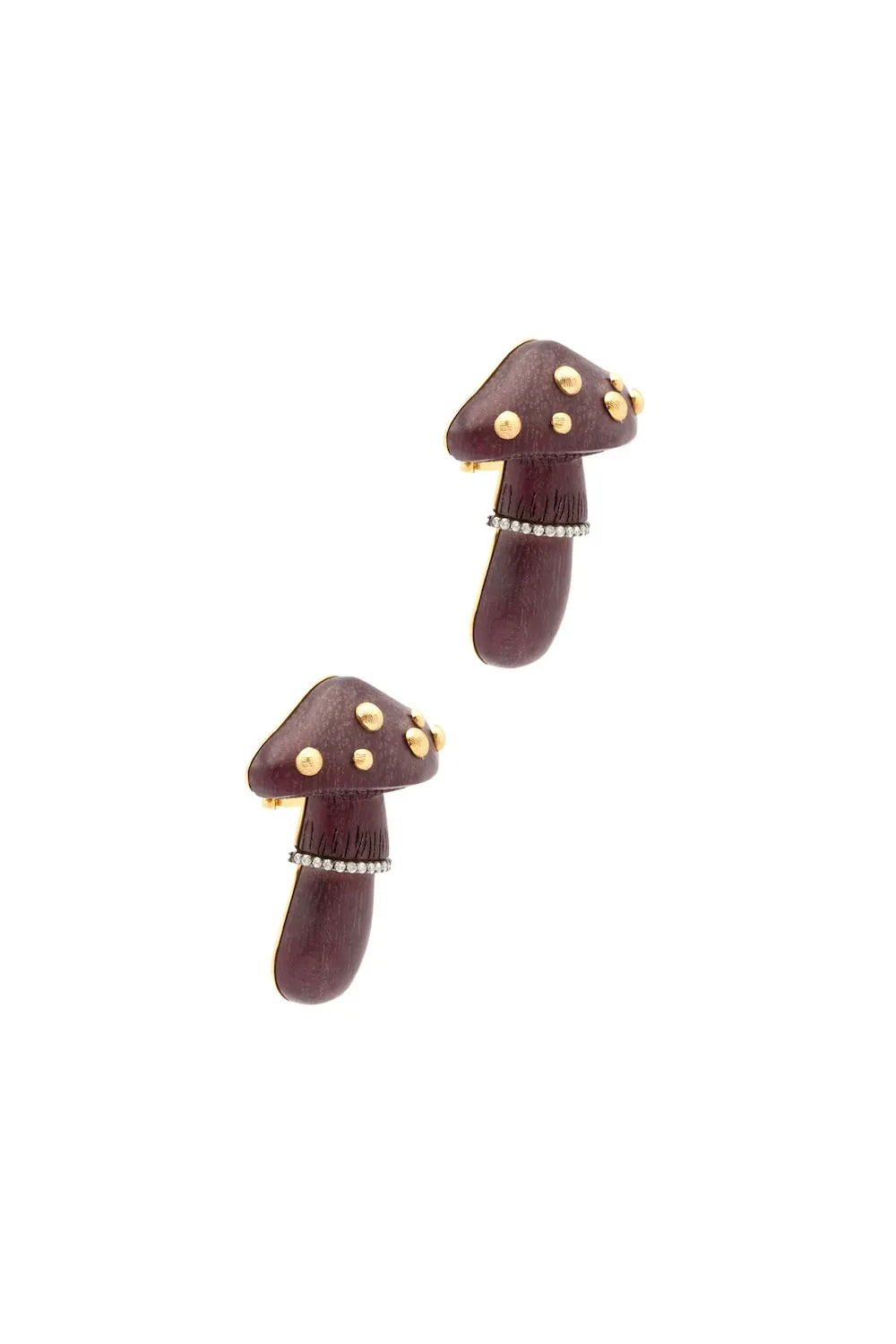 Carved Wood Mushroom Earrings