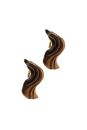 Carving Wavy Wood Earrings with Diamond