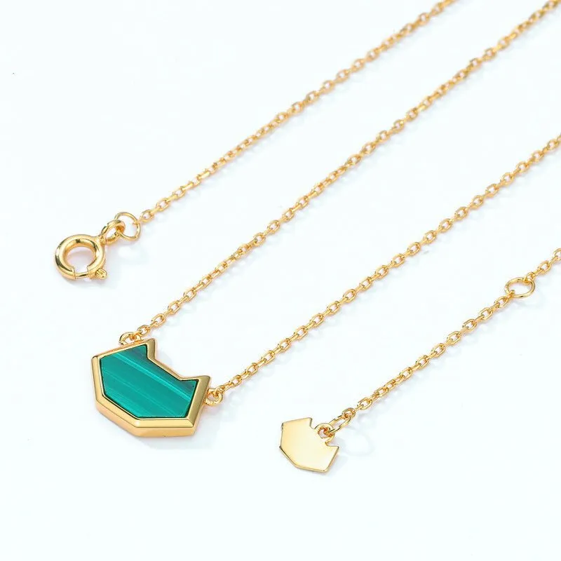 Cat Malachite Necklace-Gold Vermeil