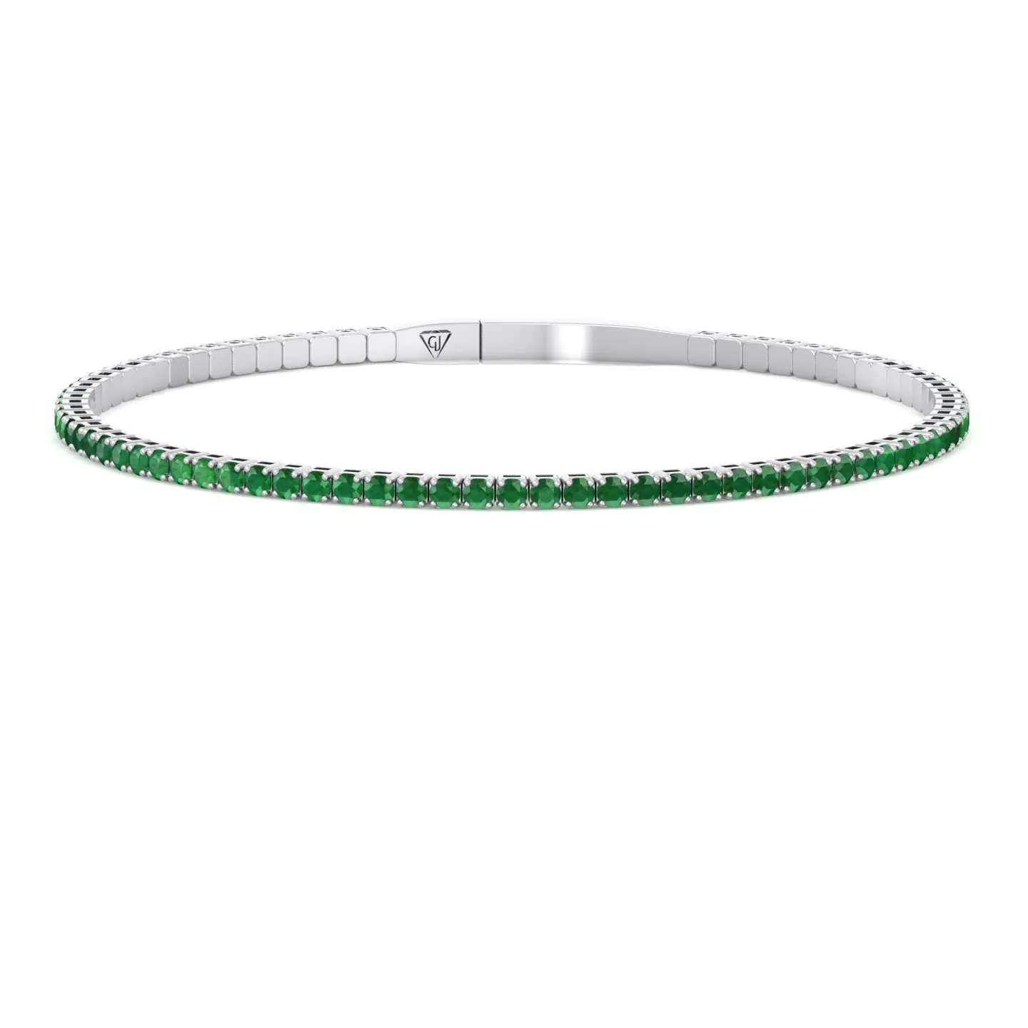 Chiara - Flexible Natural Emerald Bangle in 14K Solid Gold