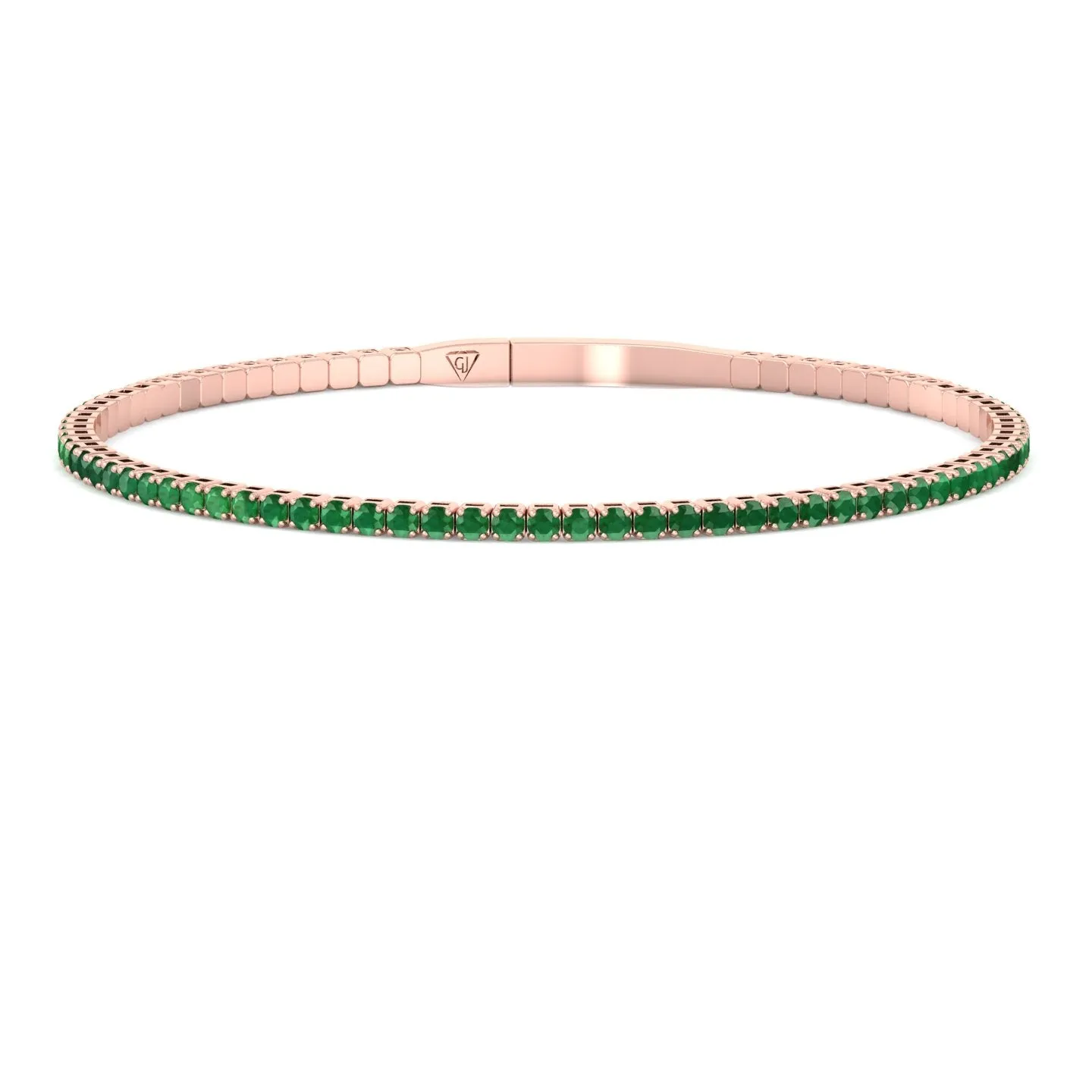 Chiara - Flexible Natural Emerald Bangle in 14K Solid Gold