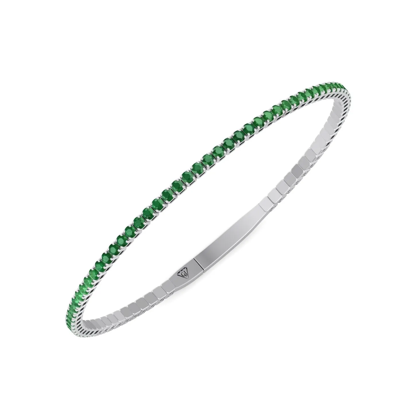 Chiara - Flexible Natural Emerald Bangle in 14K Solid Gold