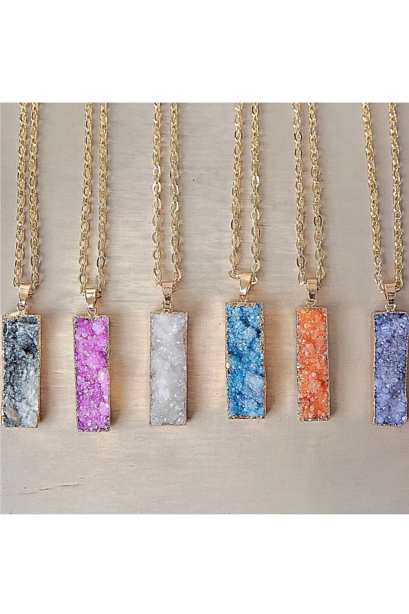 Colorful Druzy Stone Bar Necklaces - Final Sale