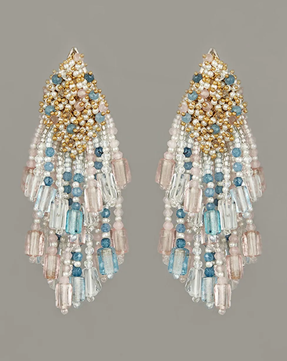 Contemporary Multicolour Beaded Long Earrings