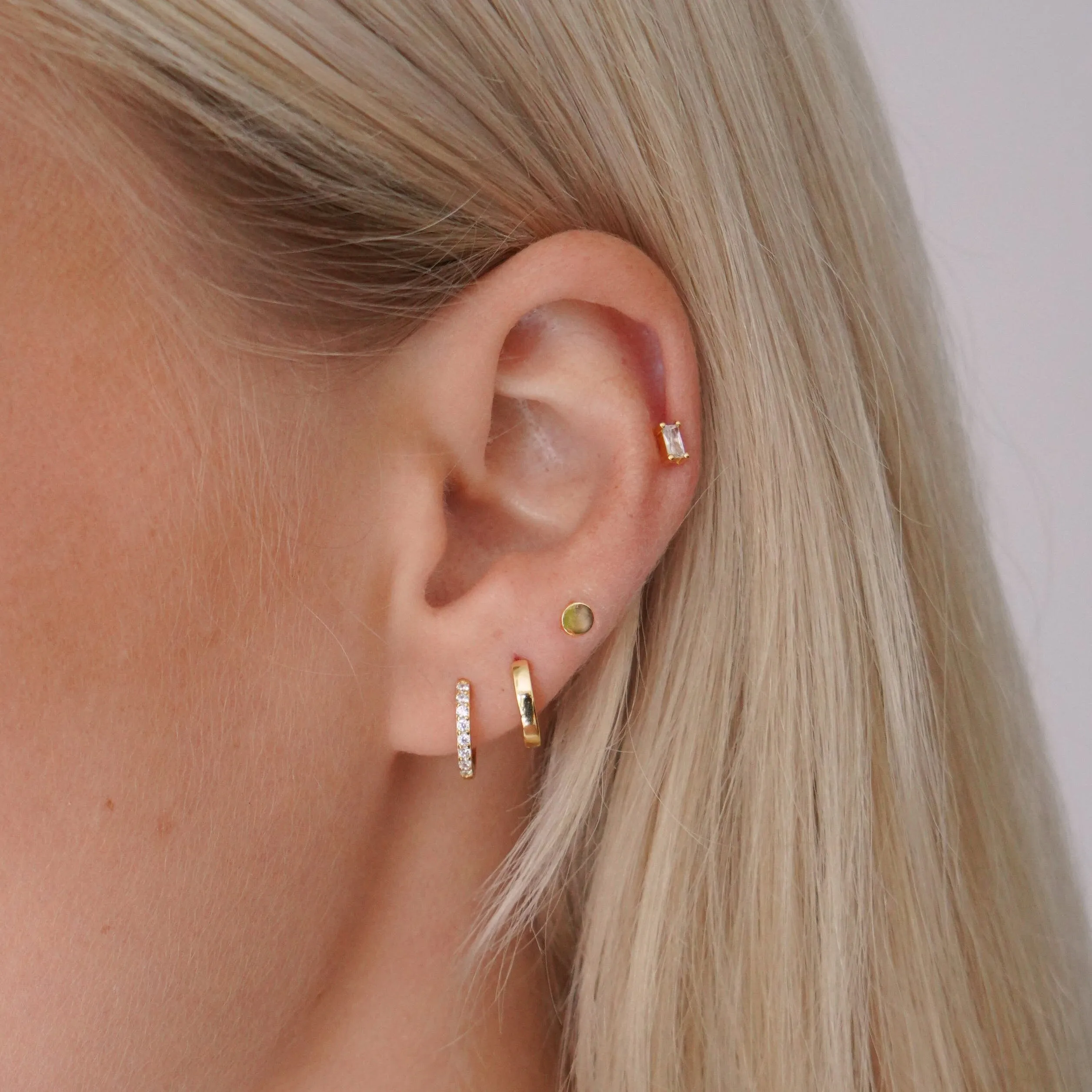 Crystal Baguette Stud Earrings in Gold