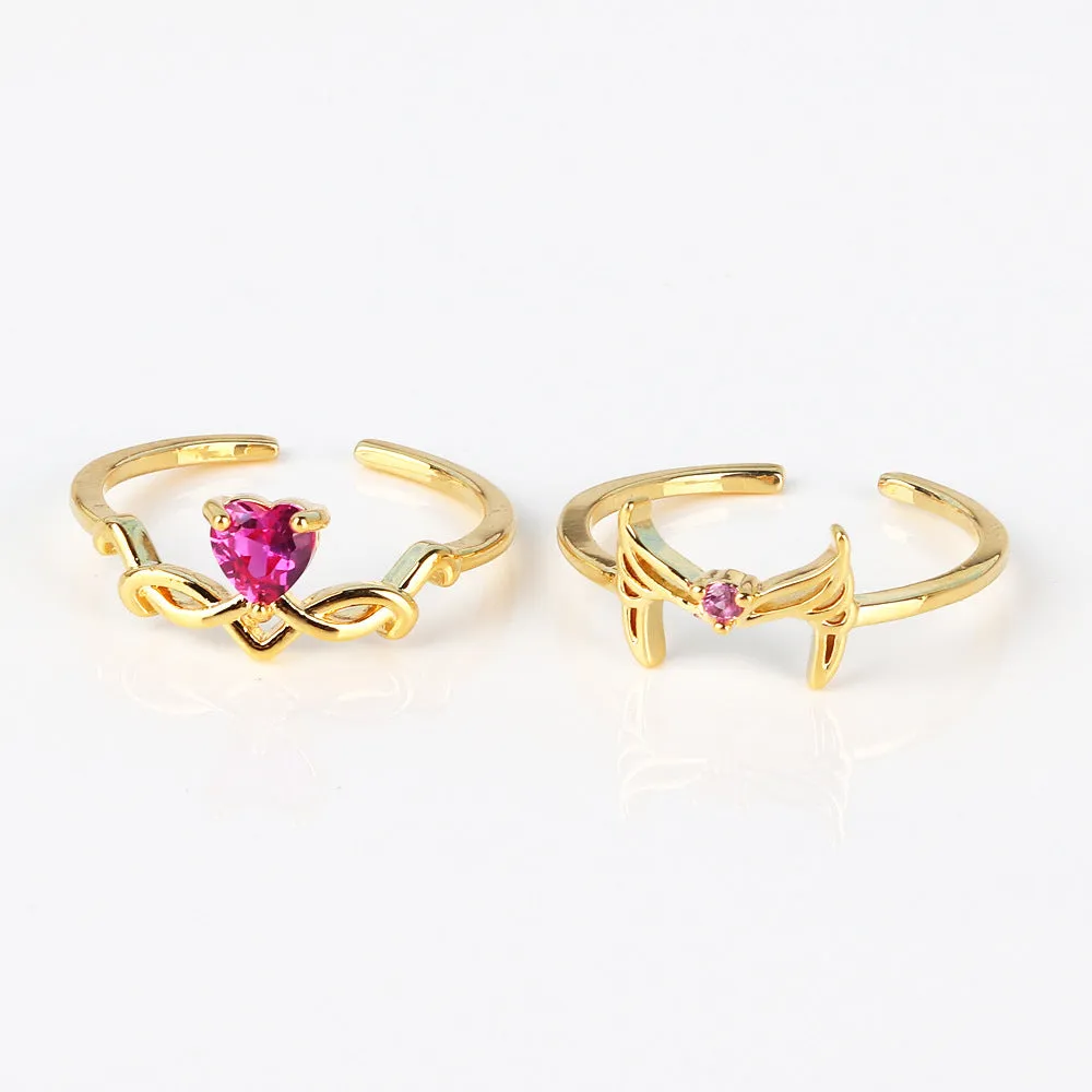 Cute & Edgy Women Asymmetrical Heart Zircon Rings