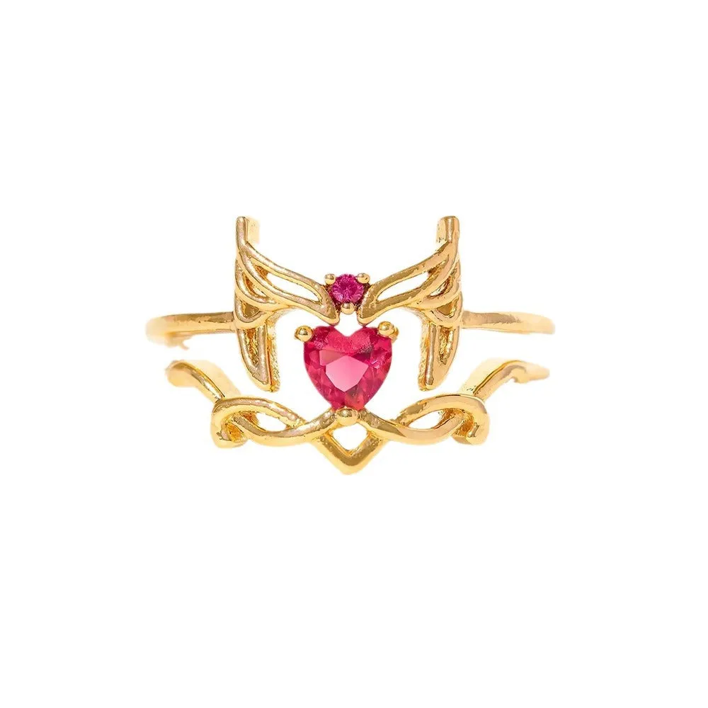 Cute & Edgy Women Asymmetrical Heart Zircon Rings