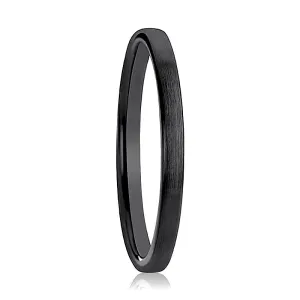 DAISY | Women's Black Ceramic Ring, Brushed Domed