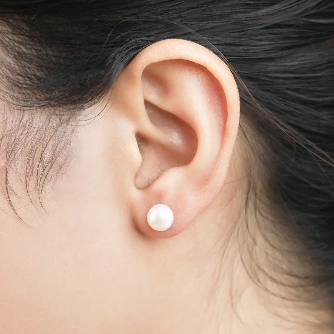 Delicate Dot Pearl 925 Silver Earrings (8mm Pearl)