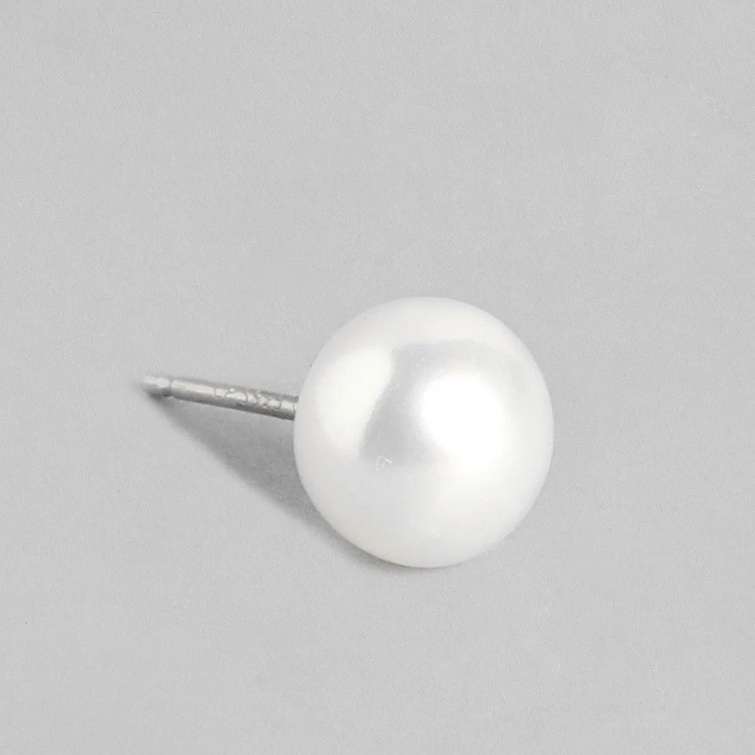 Delicate Dot Pearl 925 Silver Earrings (8mm Pearl)