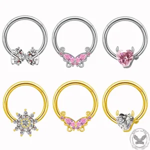 Devil heart Butterfly Zircon Stainless Steel Nipple Ring