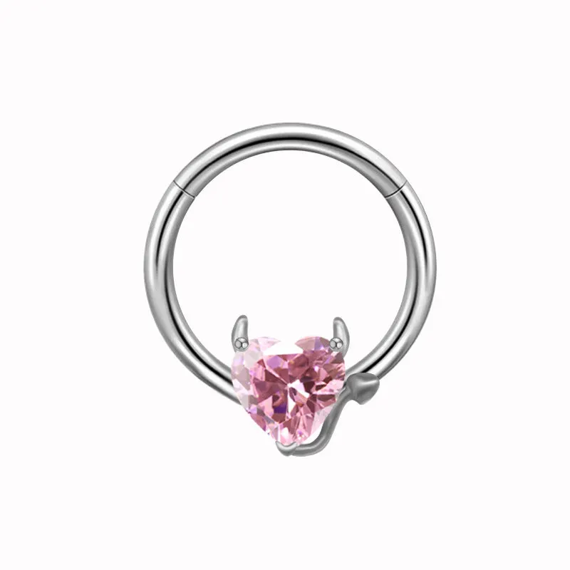 Devil heart Butterfly Zircon Stainless Steel Nipple Ring