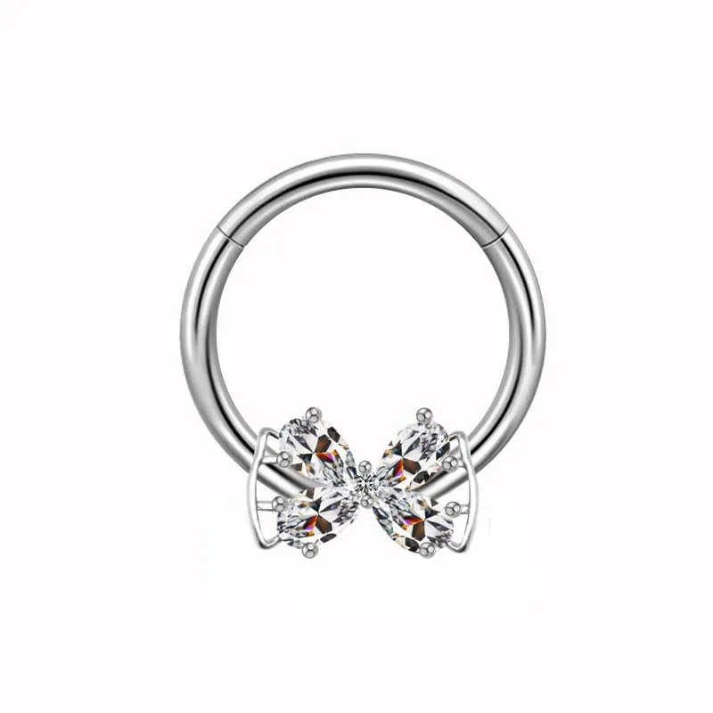 Devil heart Butterfly Zircon Stainless Steel Nipple Ring