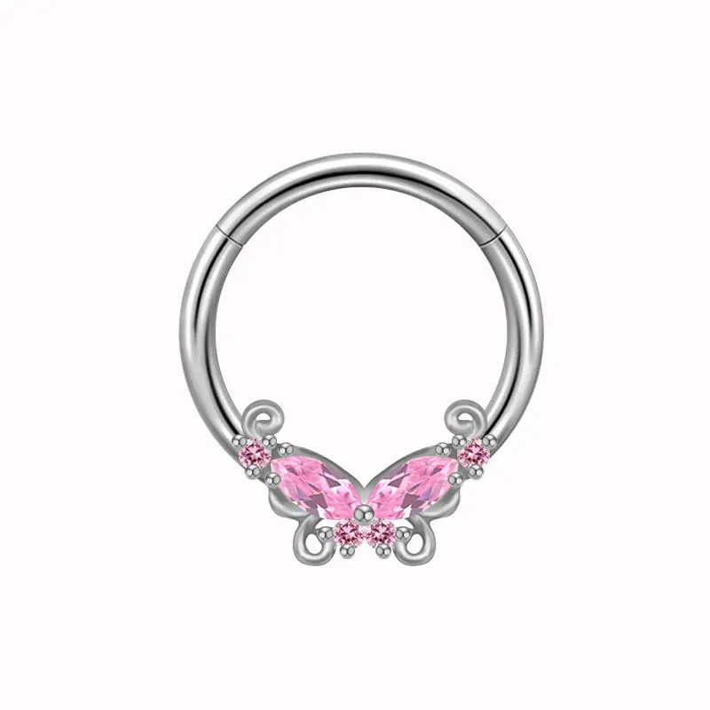 Devil heart Butterfly Zircon Stainless Steel Nipple Ring