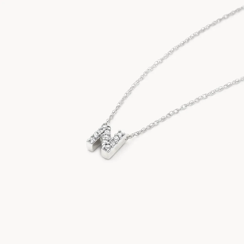 Diamond Letter N Necklace in Silver