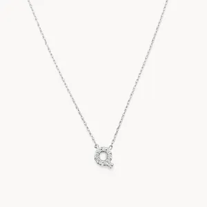 Diamond Letter Q Necklace in Silver