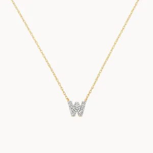 Diamond Letter W Necklace in 10k Gold