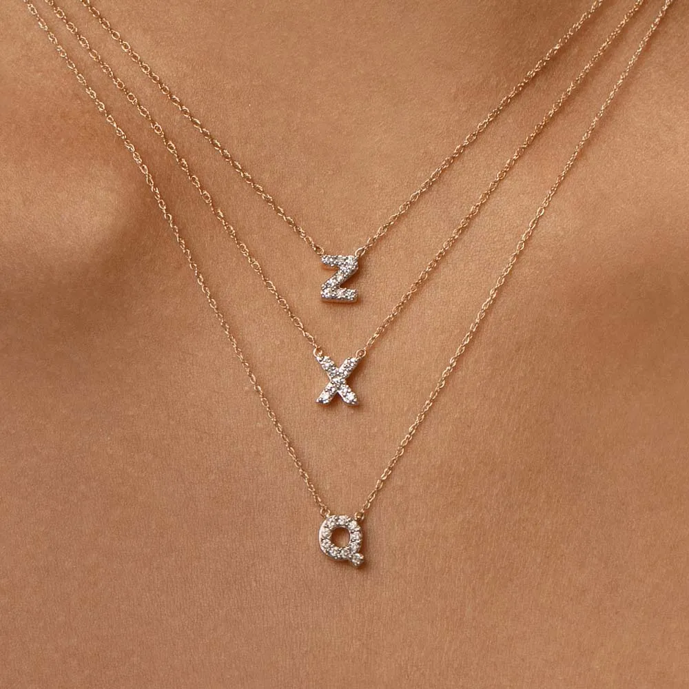 Diamond Letter X Necklace in 10k Gold