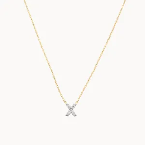 Diamond Letter X Necklace in 10k Gold