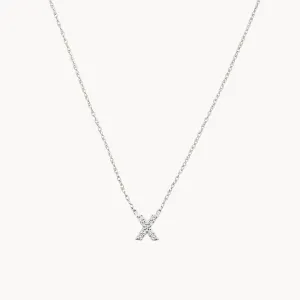 Diamond Letter X Necklace in Silver