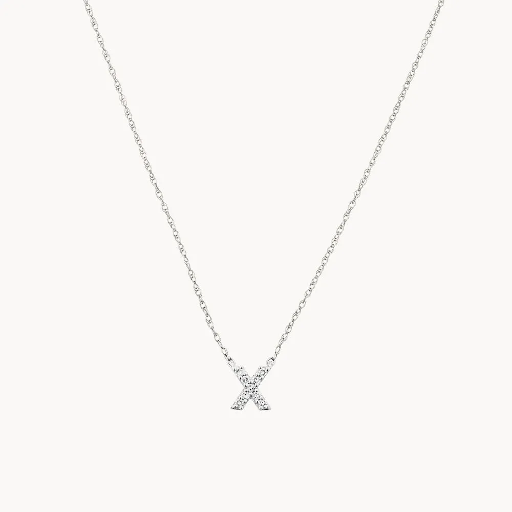 Diamond Letter X Necklace in Silver