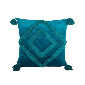 Diamond Rings Tufted Cushion Cover - (Teal)