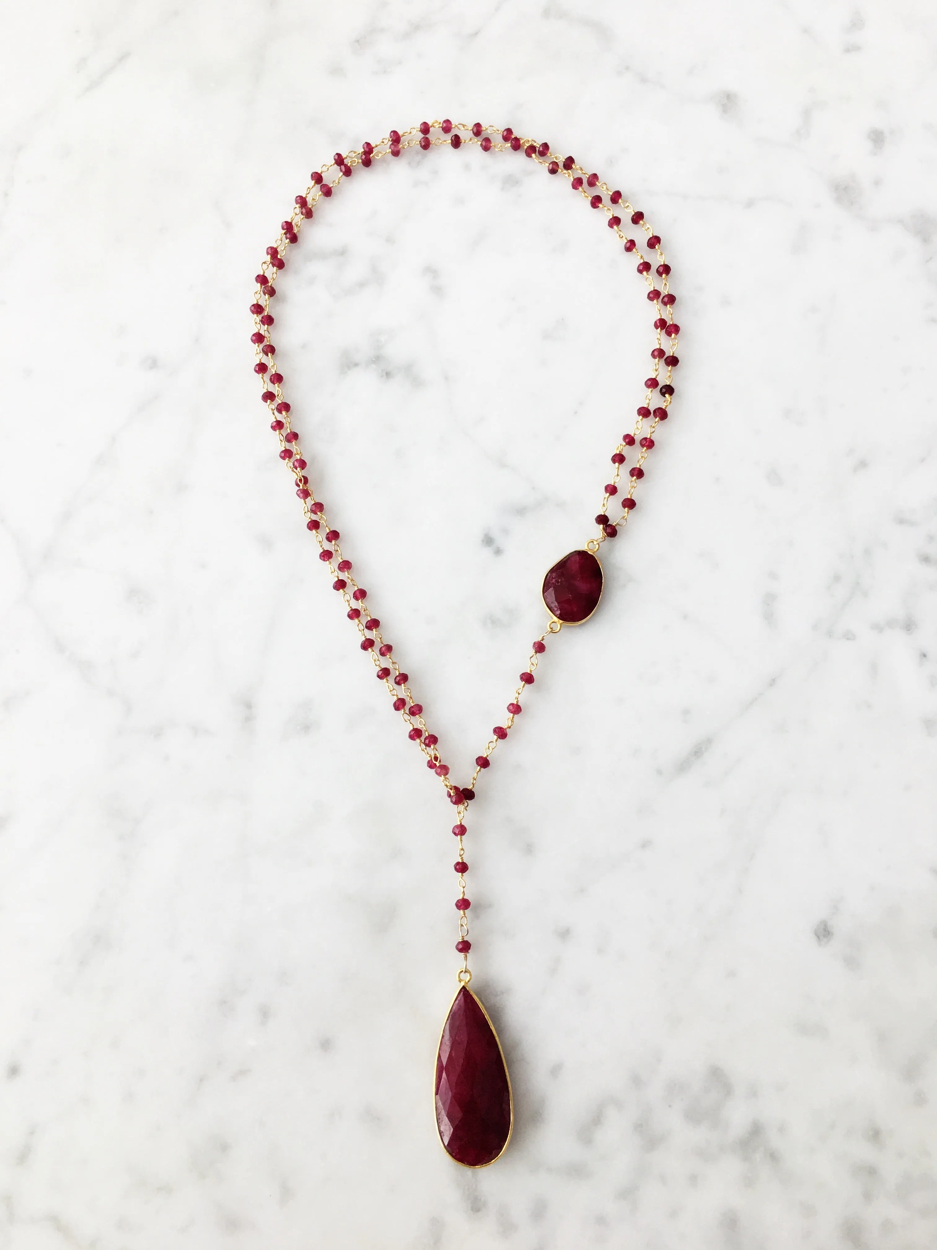 Diana Montecito Necklace in Ruby with Ruby Drop