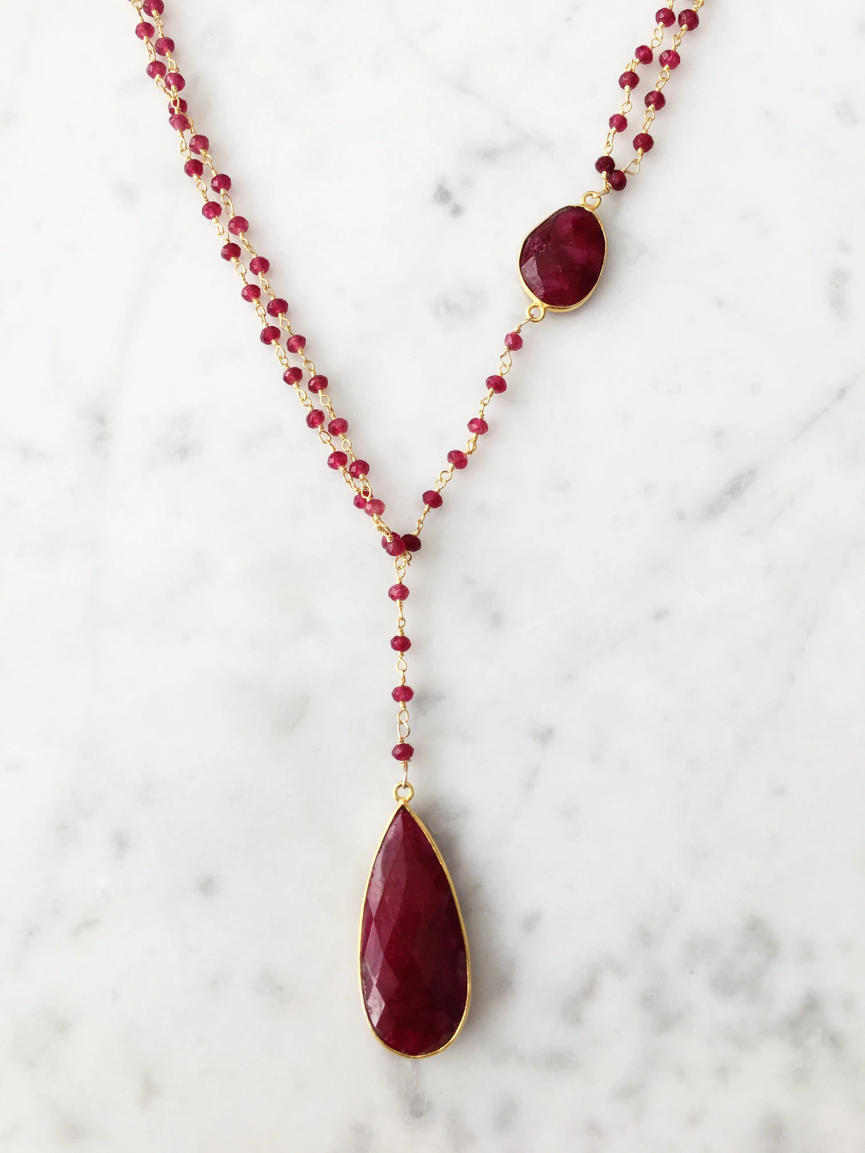 Diana Montecito Necklace in Ruby with Ruby Drop