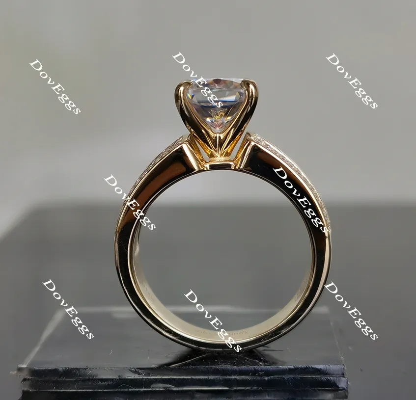 Doveggs channel set radiant moissanite engagement ring