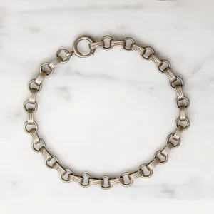 Edgy Ribbed Link Sterling Silver Bracelet