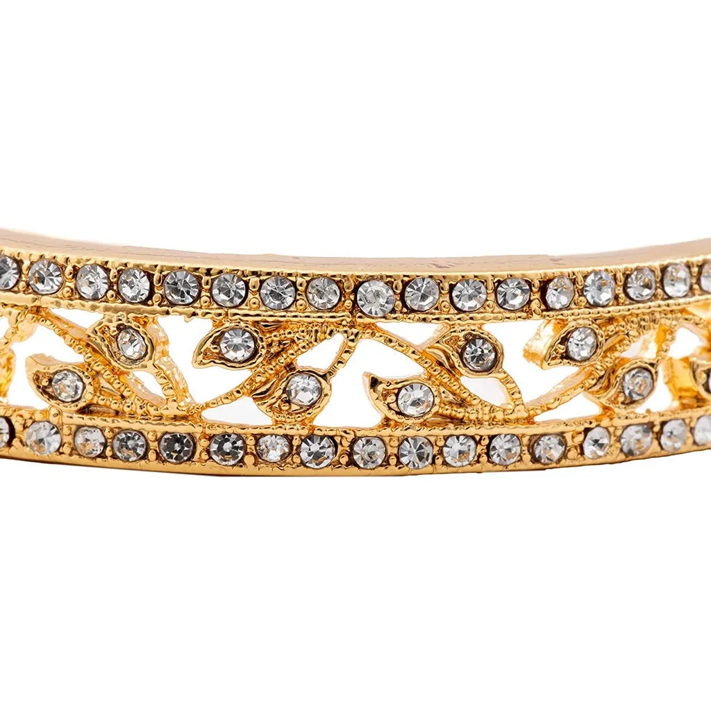 Estele Gold Plated Leaf Garland Cuff Bracelet for women