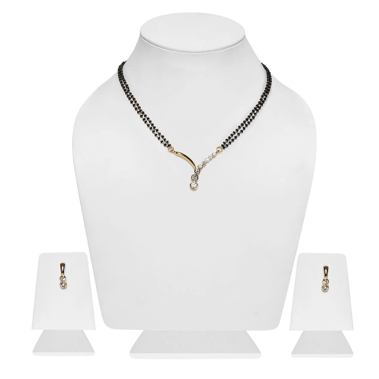 Estele Gold Plated Rain drops Mangalsutra Necklace Set with Austrian Crystals for Women