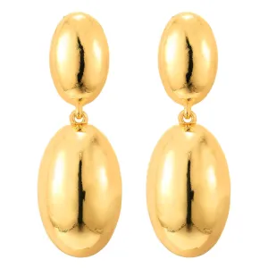 Fashion Gold Color Statement Earrings Double Puff Oval Link Large Drop Dangle, High Polished, Party